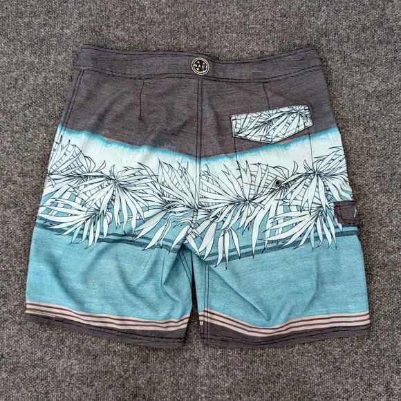 MAUI & SONS Board Short Men's 32 (34) Gray Blue 4 Way Stretch Logo Tie Waist - Picture 5 of 16